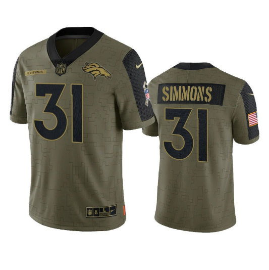Men's Denver Broncos ACTIVE PLAYER Custom 2021 Olive Salute To Service Limited Stitched Jersey